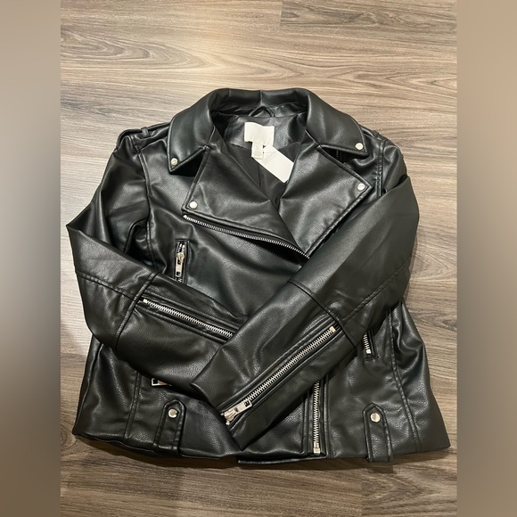 NWT H&M COATED BIKER JACKET - Picture 11 of 12